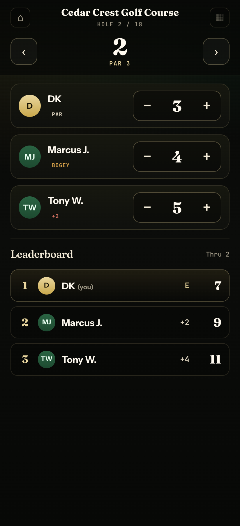Golf Safari live scoring and leaderboard